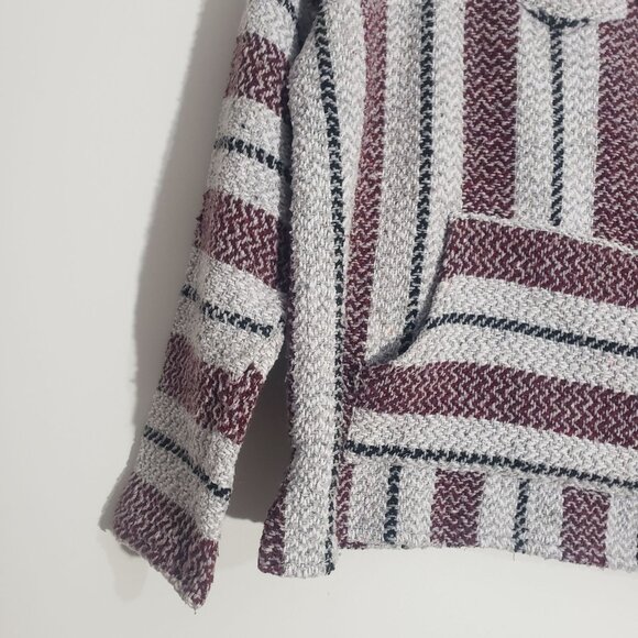 Baja Joe Unisex Striped Hoodie Pullover Size M Y2K Hippie Surfer Beach Rasta - Picture 4 of 11